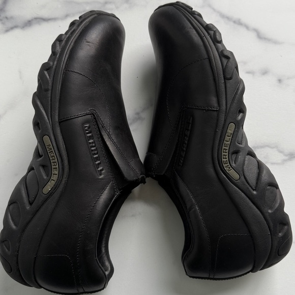 Merrell Mens Jungle Moc Midnight Black Leather Slip On Shoes Size 11 - Picture 12 of 13